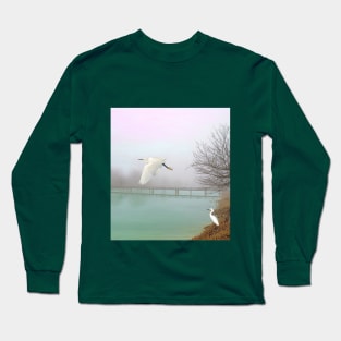 Snowy Egrets at the Bridge Long Sleeve T-Shirt